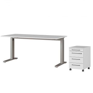 Schreibtischset Osmond | Schreibtisch und Kommode | Weiß