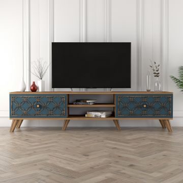 Moderner TV-Ständer | Woody Fashion | 100% Melamin | 180 cm Breite | Nussbaum Chalcedon