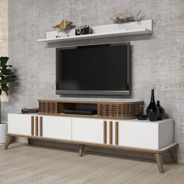Woody Fashion TV-Element | 100% Melaminbeschichtung | 168 cm Breite | Weiß