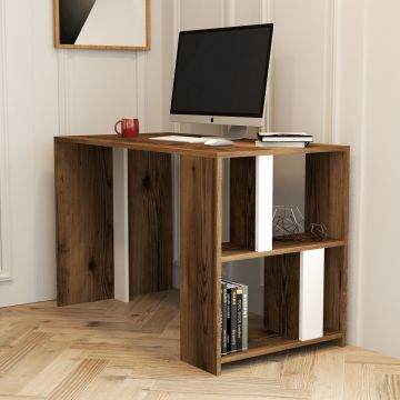 Stilvoller Woody Fashion Schreibtisch | 100% Melamin beschichtet | 120x75cm | Walnuss Weiß