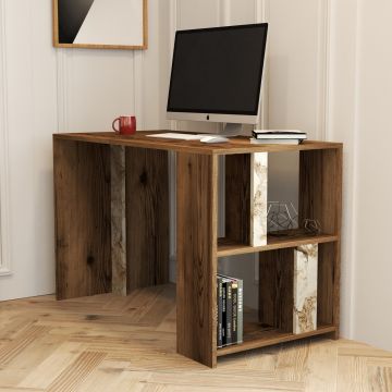 Stilvoller Schreibtisch | Woody Fashion | Melaminbeschichtet | 120cm x 75 | Nussbaum Weiß