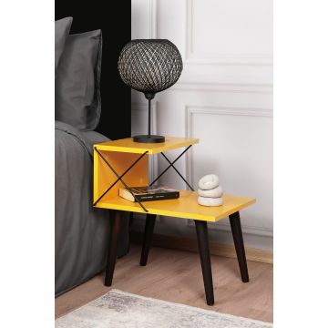 18mm Melaminbeschichteter Nachttisch mit Buchefüßen | Gelb