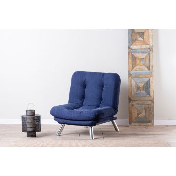 Atelier Del Sofa 1-Sitz marineblau Sofa | Metallgestell, weicher Stoff, pflegeleicht, 100kg belastbar