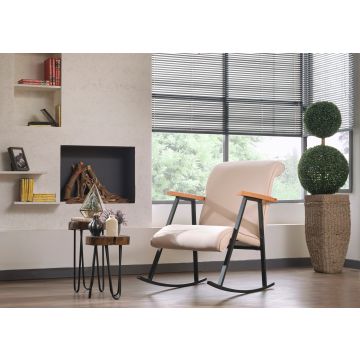 Stilvoller und komfortabler Schaukelstuhl | Metallgestell | Cremefarbe