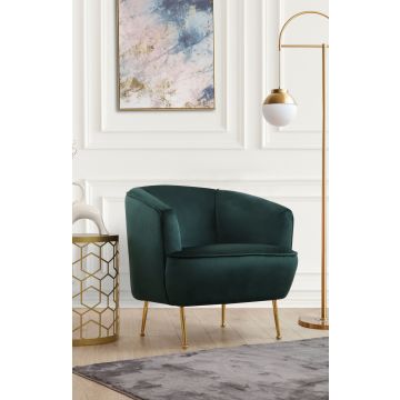Hilena Wing Chair | Gestell aus Buchenholz | 100% Polyester Stoff | Grün