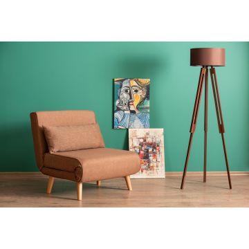 Del Sofa 1-Sitz Sofa-Bett | 100% Metallrahmen und Polyester Stoff | Farbe Braun