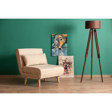 Atelier Del Sofa 1-Sitz Sofa-Bett, Metallrahmen, Polyester Stoff, Creme