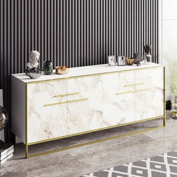 Sideboard Lucé-weißer Marmor/Gold