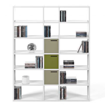 Pombal Bücherregal 18 Fächer breit - weiß
