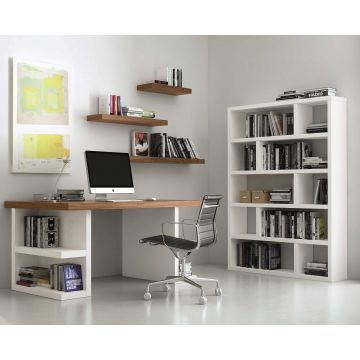Schreibtisch Multis 180cm - weiß/Walnuss