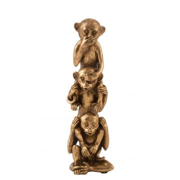 Statuette der drei weisen Affen nichts sehen, nichts hören, nichts sagen - Gold
