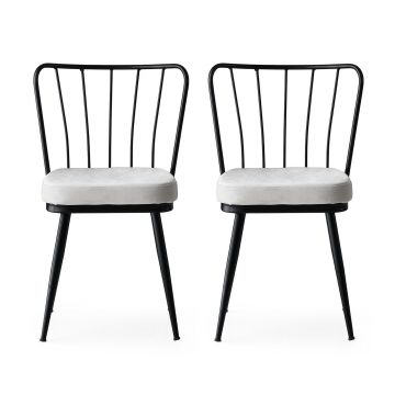 Stilvolles Stuhlset (2 Stück) | Bequem und modern | 100% Metallrahmen | Samtsitz | Schwarz