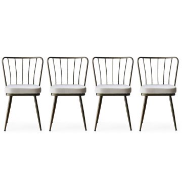Kieran Chair Set | Metallgestell | Samt und Melamin | Nerz