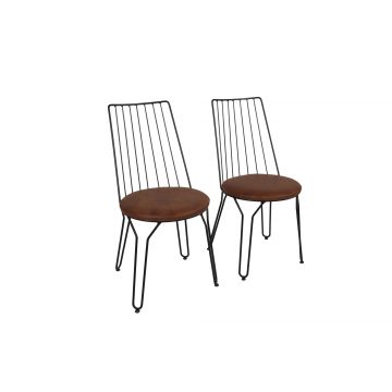 Vella Stuhl-Set (2 Stück) | Metallgestell, Kunstledersitz | Schwarz