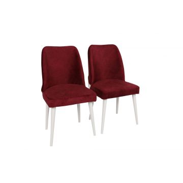 Vella Stuhl Set | 100% METALL Gestell | Samt/Kunstleder | Rot/Weiß