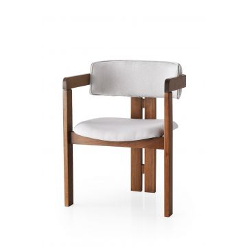 Woody Fashion Chair | Creme Walnuss | 100% Holz | Samt Sitz