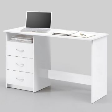 Schreibtisch Adriano 123cm mit 3 Schubladen - weiß 