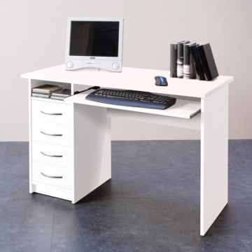 Schreibtisch Jils 110cm mit 4 Schubladen - weiß 