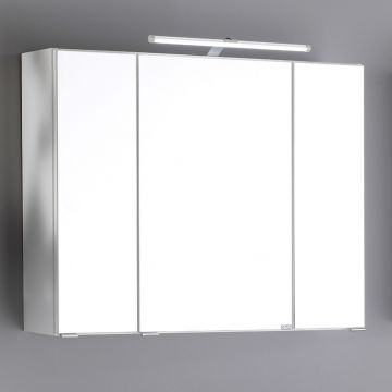 Spiegelschrank Bobbi 90cm Modell 2 3 Türen und led Beleuchtung - weiß