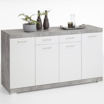 Sideboard Cristal 160x90x50 - Beton/Weiß