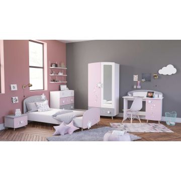 Kinderzimmer Stellar: Bett 90x190cm, Nachttisch, Kommode, Kleiderschrank, Schreibtisch 