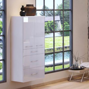 Badezimmerschrank Florent 60cm 2 Türen und 3 Schubladen - weiß