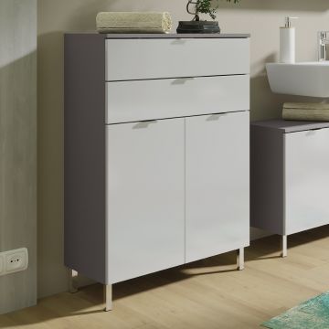 Badezimmerschrank Mauro 60cm mit 2 Schubladen und 2 Türen - graphit/weiß