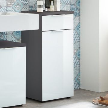 Badezimmerschrank Sepp mit 1 Tür und 1 Schublade - graphitgrau