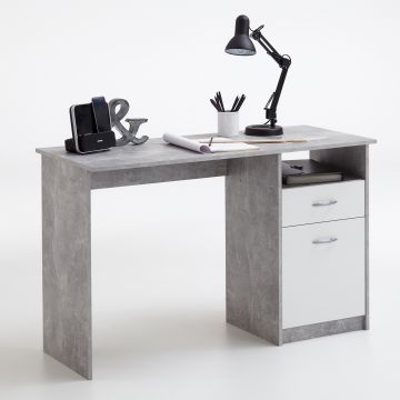 Schreibtisch Jady 123cm - Beton/Weiß
