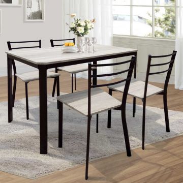 Tischset Lily, 4 Stühle - beige/schwarz