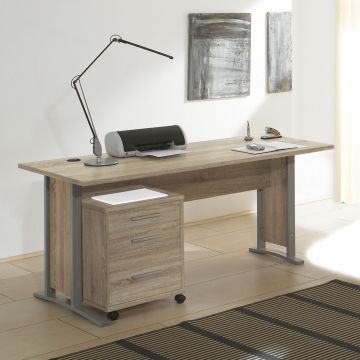 Schreibtisch Olaph 150cm mit Schubladenblock - Eiche