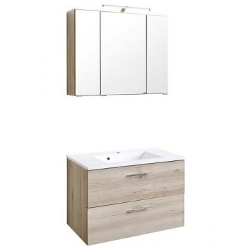 Waschbecken-Set Portofino | Waschbecken mit Spüle und Spiegelschrank | Buche-design