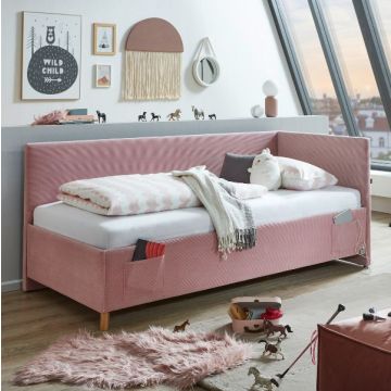 Einzelbett Cool | Mit Rückenlehne | 140 x 200 cm | Rosa Design