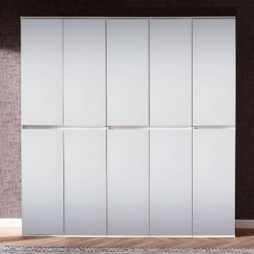 Garderobenspiegel Mirror | 185 x 34 x 191 cm | Zehn Türen | Weiß