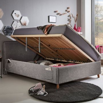 Kofferbett Ollie | 140 x 200 cm | Design Grau