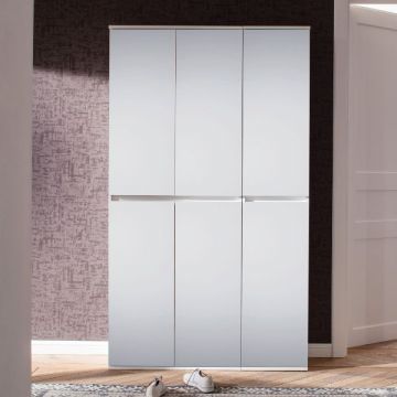 Garderobenspiegel Mirror | 111 x 34 x 191 cm | Sechs Türen | Weiß