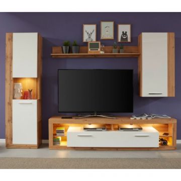 Wohnzimmerset Rock | TV-Element, Regal, Schrank und Hängeelement | Design Wotan Oak White