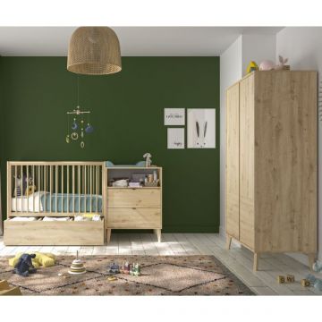 Kinderzimmer-Set Lison | Kinderbett, Kommode mit Wickeltisch, Kleiderschrank | Artisan Oak Design