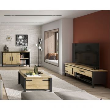 Wohnzimmerset Cork | Couchtisch, TV-Schrank, Sideboard | Gold Oak Design