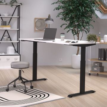 Schreibtisch Hermoso | 160 x 80 x 120 cm | Weiß-schwarzes Design