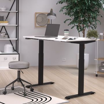 Schreibtisch Hermoso | 140 x 80 x 120 cm | Weiß-schwarzes Design