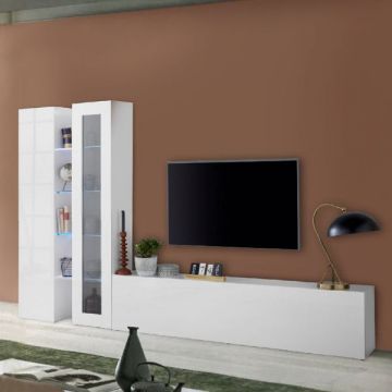 TV-Möbel-Set Natasha | TV-Schrank, Vitrine, Stauschrank und Staufächer | High Gloss White
