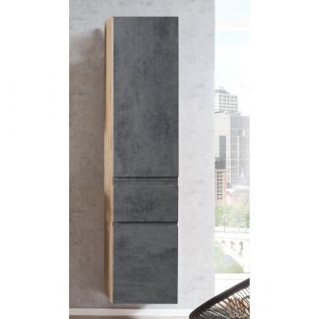 Säulenschrank Varese | 40 x 35 x 180 cm | Betonfarbenes Design