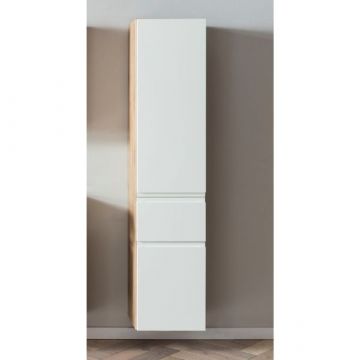 Säulenschrank Varese | 40 x 35 x 180 cm | Wotan Oak / weißes Design