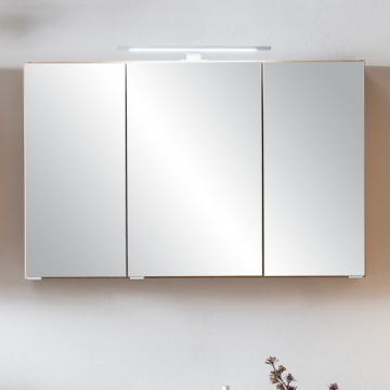Spiegelschrank Vikas 100cm 3 Türen mit Beleuchtung - Eiche