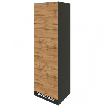 Küchenschrank für Kühlschrank Sorrella 60cm 3 Türen - Eiche/Graphit