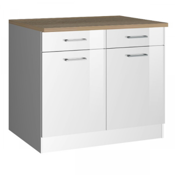 Küchenunterschrank Ragnar 100cm mit 2 Türen und 2 Schubladen - weiß