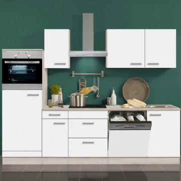 Küchenzeile Bistrot ohne Geräte 270 cm - weiß/akazienfarben