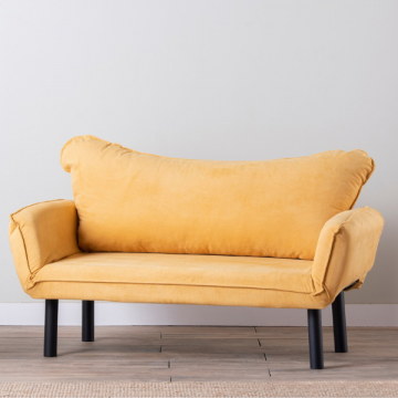 Zweite Chance 2-Sitz Sofa-Bett | Komfort und Stil | Metallrahmen | Senffarbe