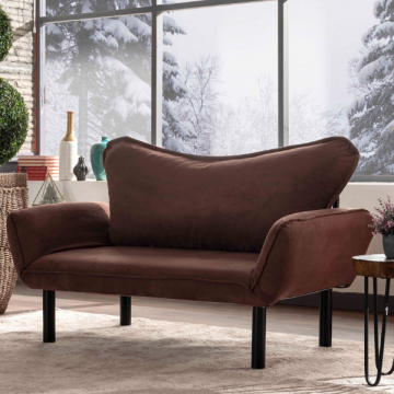 2-Sitz-Sofa-Bett | Komfortabel und stilvoll | 100% Metallrahmen | Pflegeleichter Stoff | Farbe Braun